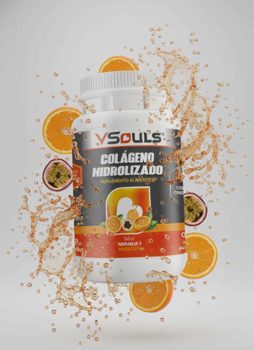 VSouls Colágeno Hidrolizado sabor naranja con maracuyá